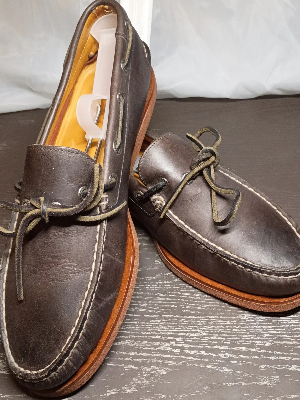 Sperry GOLD CUP Black Leather Moc Toe Boat Shoes / Lace Tie. Men's 10M. Like NEW